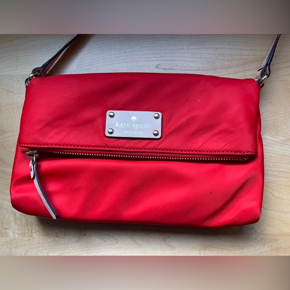 Kade Spade red nylon shoulder bag